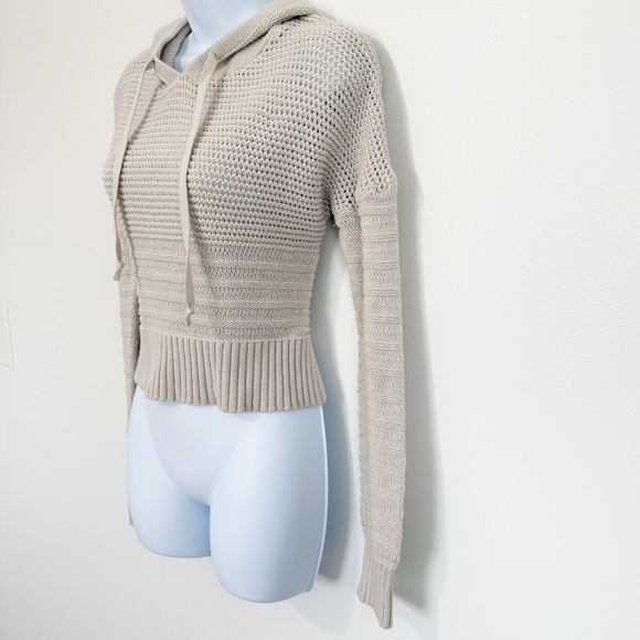 LUCKY BRAND Textured Hoodie in Straw Heat Knit Beige Small - Picture 2 of 10